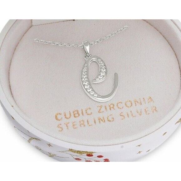Sterling Silver 'E' Initial Necklace w/ Christmas Ornament Gift Box Stunning NWT - Picture 3 of 5